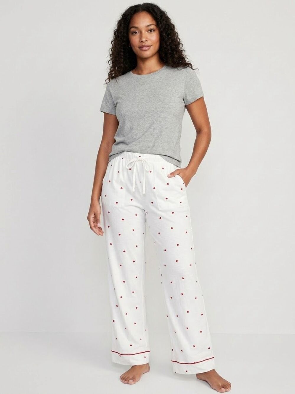 NWT Auden Cloud Knit Heart Pajama Pants S White Red Loungewear
